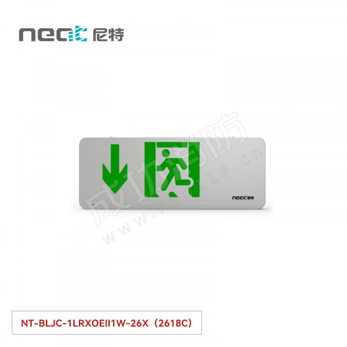 尼特  集中电源集中控制型消防应急标志灯具26X 系列 （材质 不锈钢/彩钢）壁挂/吊挂式单面向后NT-BLJC-1LRXOEⅡ1W-26X（2618C）彩钢