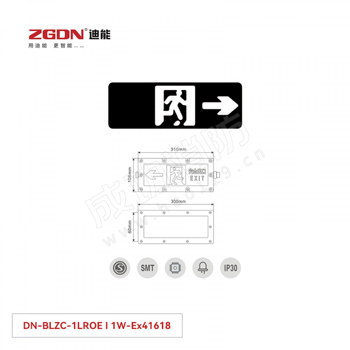 迪能防爆单面右向指示牌(自电集控）DN-BLZC-1LROE I 1W-Ex41618